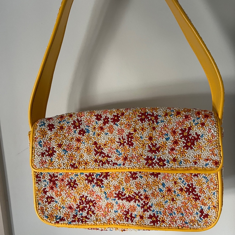 Staud yellow beaded Tommy bag